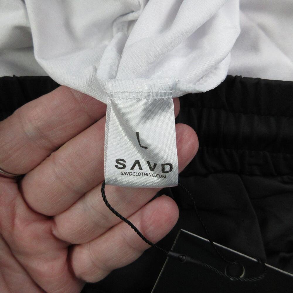 SAVD Shorts Mens L Black Athletic Microfiber Drawstring Pockets Lined 32x7* NWT - Picture 5 of 16